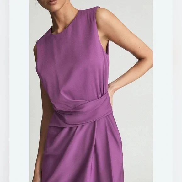 REISS Essie 60s Shift Mini Dress Purple Size 6 NWT - Picture 4 of 10